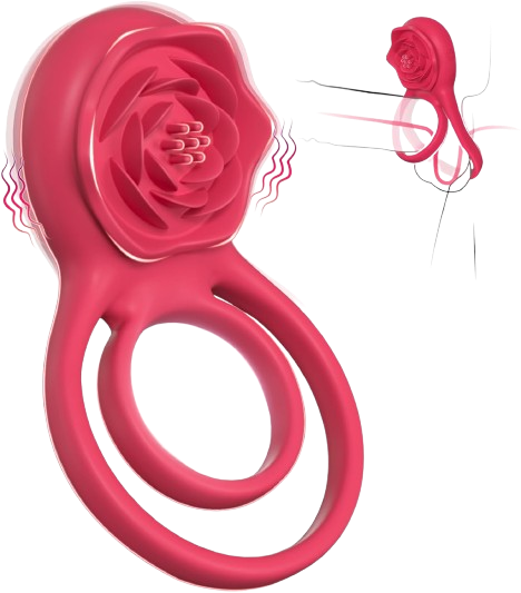 Vibrating Cock Ring with Rose Clitoral Stimulator